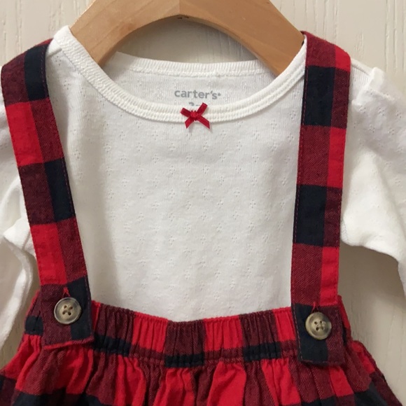 Carter’s White and Buffalo Plaid Onesie & Jumper - Picture 2 of 7